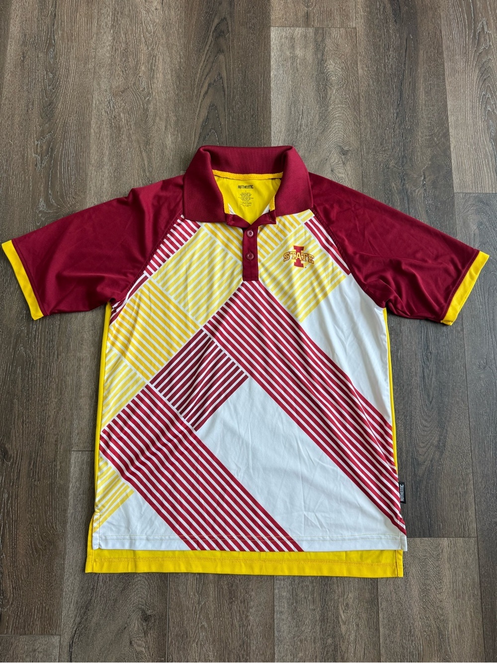 Iowa State Cyclones Red Yellow Striped Polo Men’s Size Large